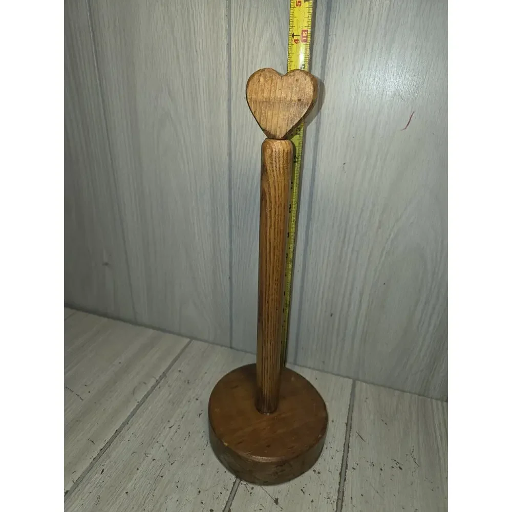 Vintage Handmade Heart Paper Towel Holder Signed Rustic Farmhouse Country 15